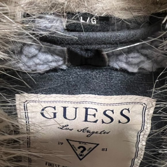 Women's Suede Guess Jacket with Faux Fur - Picture 5 of 6